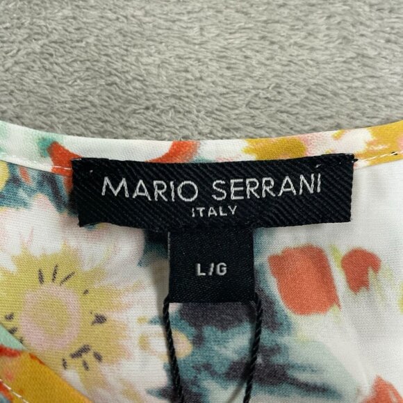 Mario Serrani Italy Floral V-Neck Top L/G 100% Polyester Lightweight NWT 6225 - Picture 3 of 8